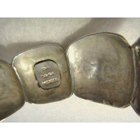 Bracelet Modernist Wide Bangle Sterling Silver Curved Squares  50+ Grams Estate - Picture 7 of 9